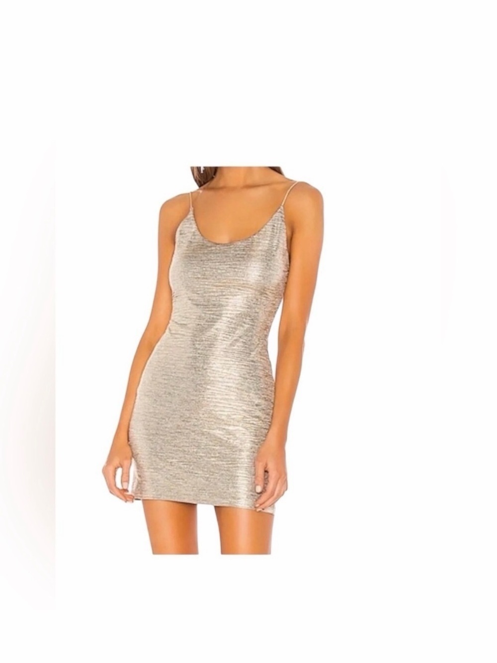 Alice + Olivia Metallic champagne Slip Mini Dress